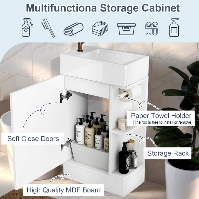 18.6" Bathroom Vanity with Sink,with Two-tier Shelf,Left or Right Orientation