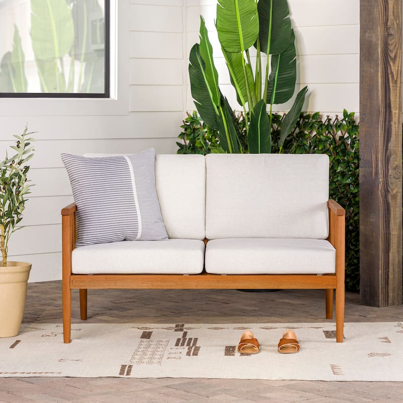 Middlebrook Solid Wood Outdoor Spindle Love Seat - Brown