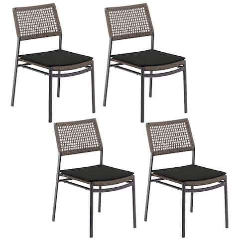 Oxford Garden Eiland Mocha Composite Cord Side Chair - Pepper Cushions (Set of 4)