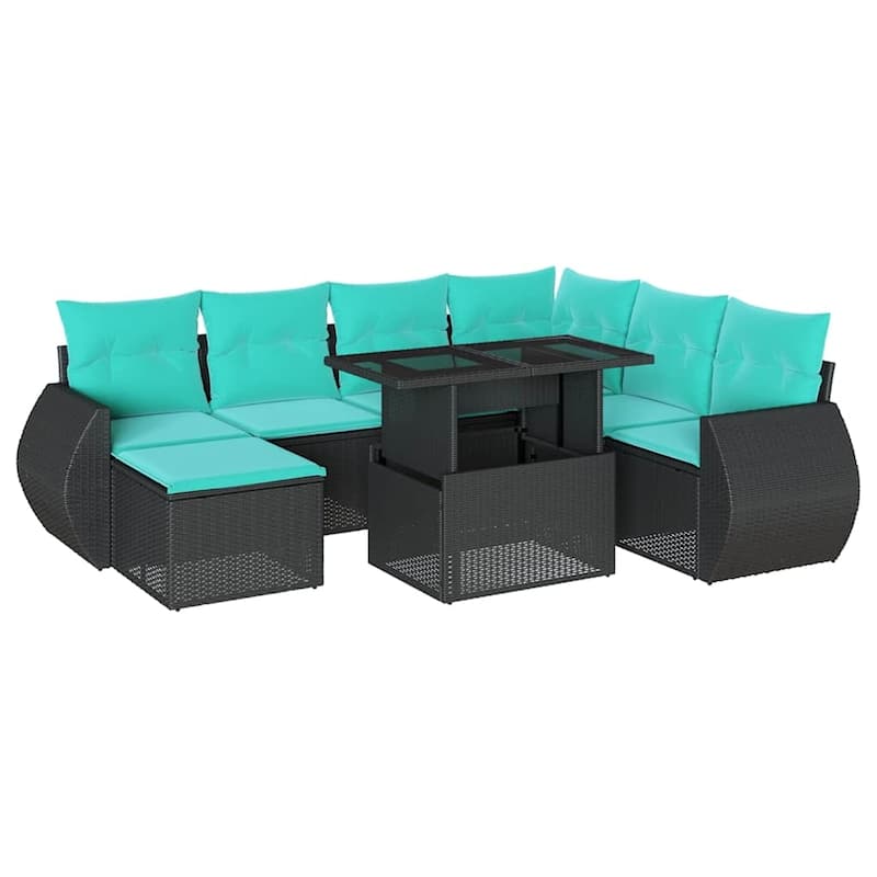vidaXL Patio Sofa Set with Cushions and Table Outdoor 8 Piece Poly Rattan - 24.4 x 24.4 x 27.2