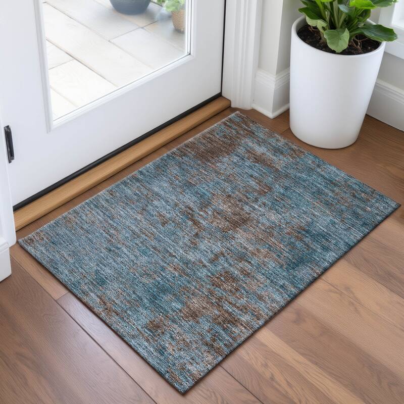 Premium Washable Super Soft Solid Ombre Mayfield Rug - Teal - 1'8" x 2'6"