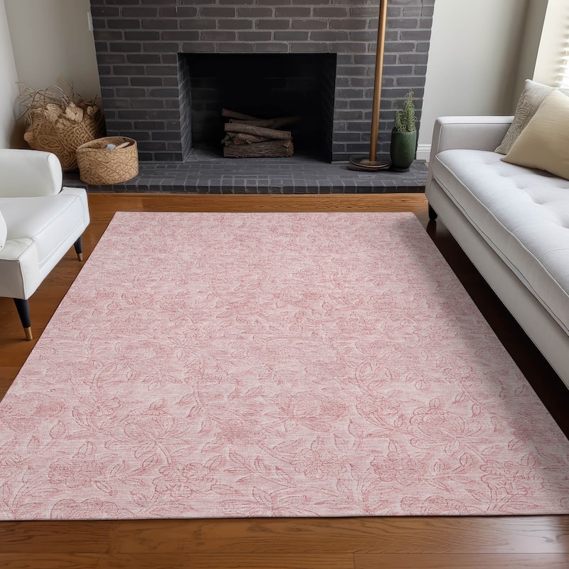Premium Washable Super Soft Muted Floral Mayfield Rug - Pink - 5' x 7' 6" - Rectangle