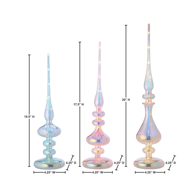 15-20" Led Glass Obelisk Set of 3