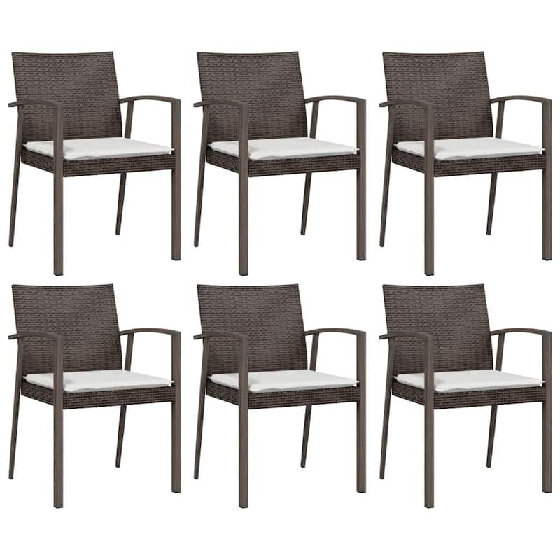 vidaXL Patio Dining Set Table and Chair with Cushions Poly Rattan and Steel