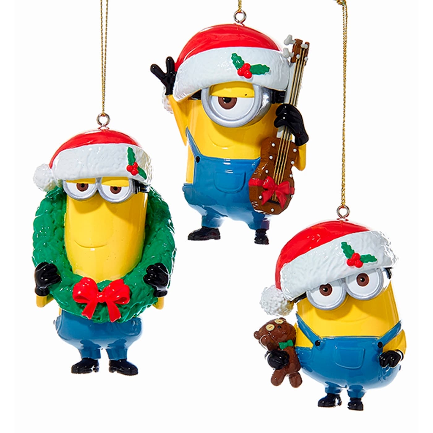 Kurt Adler Despicable Me Minions Bearing Gifts Holiday Ornaments Set of 3, image size:1401x1401