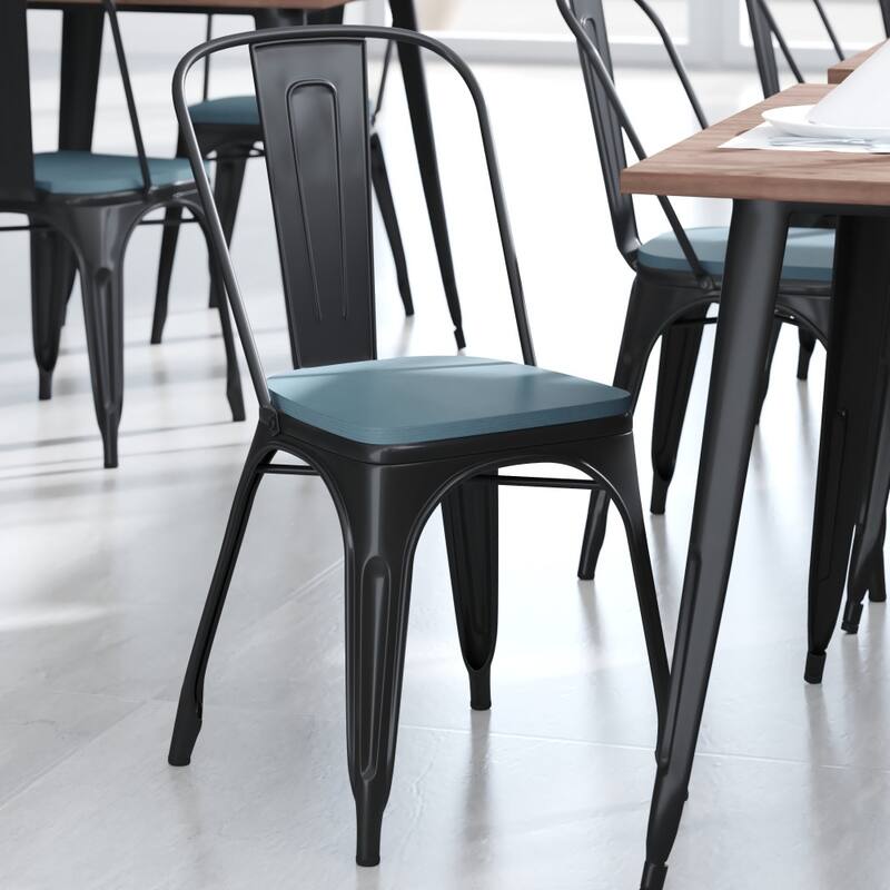 All-Weather Polyresin Seat for Colorful Metal Stools and Chairs-4 Pack