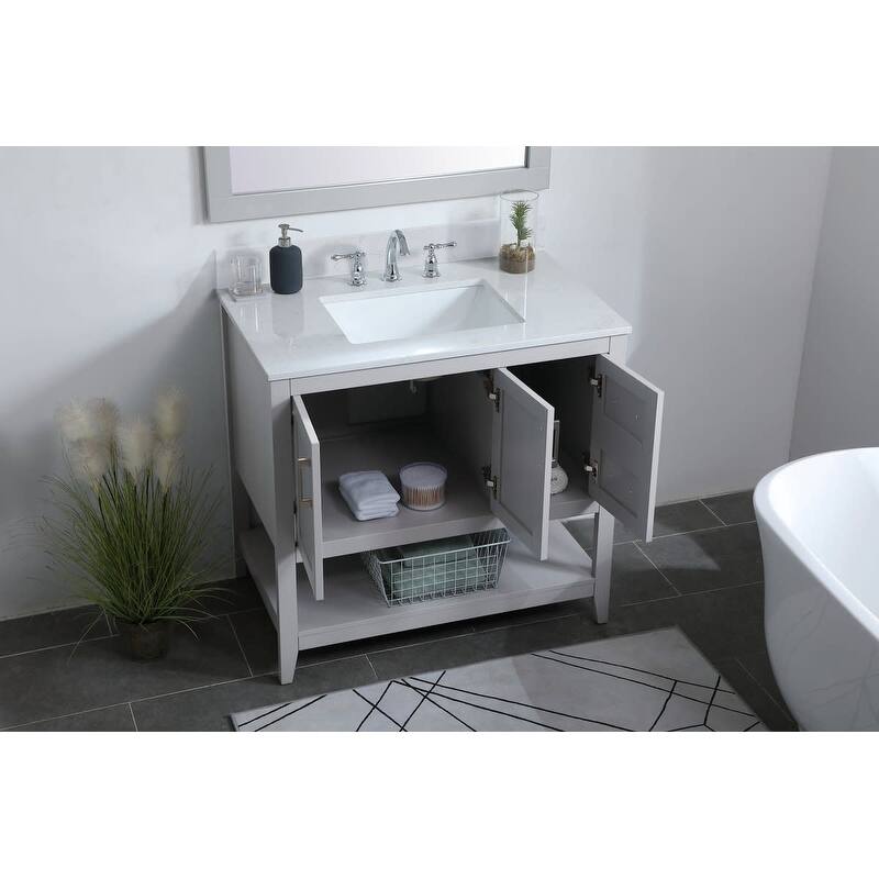 Elegant Lighting VF16036-BS Aubrey 36" Free Standing Single Basin