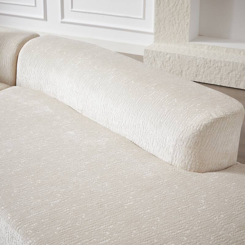 Curved Loveseat Sofa Chenille 4-Seat Cloud Couch with 4 Pillows