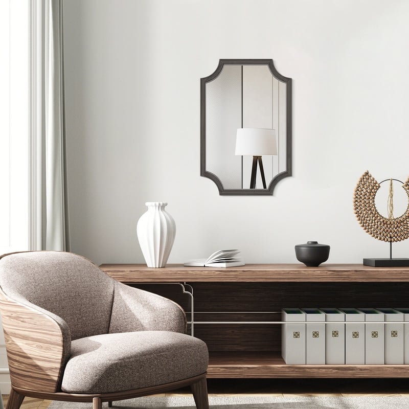 Full Scalloped Corners Arch Square Mirror