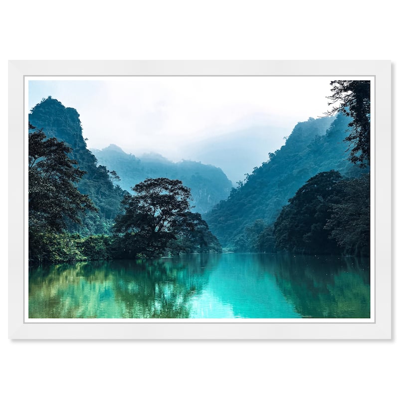 Wynwood Studio Prints Nature and Landscape Fresh River View Green and Turquoise Tropical Wall Art Canvas Print
