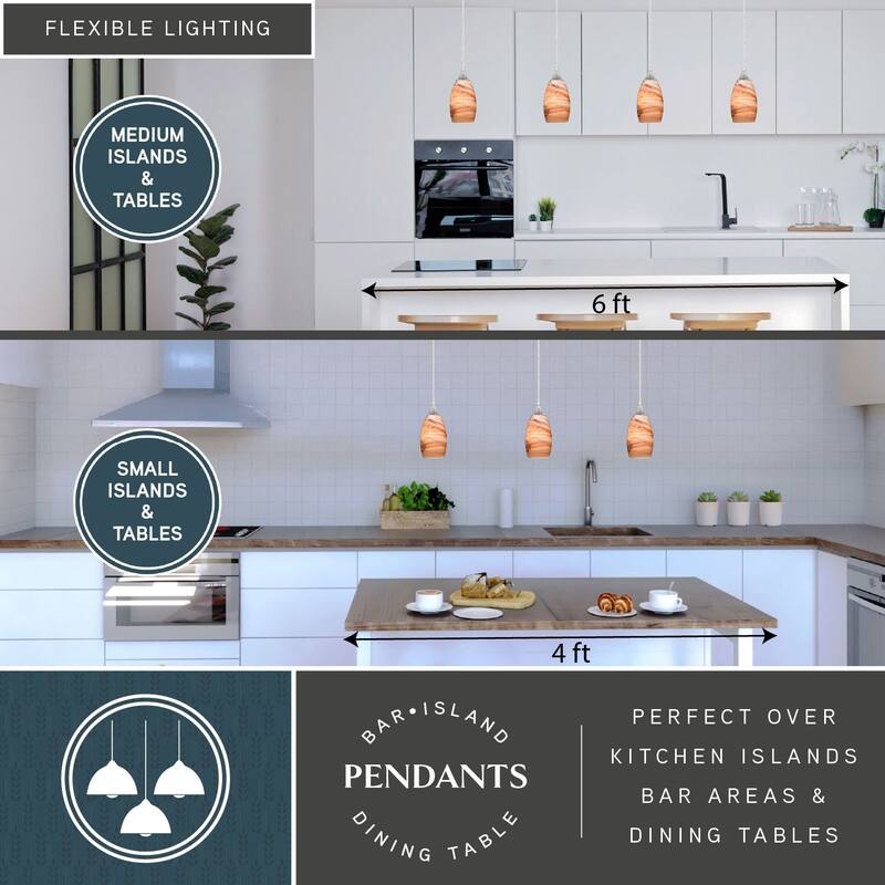 Milano Satin Nickel Mini Pendant Ceiling Light Amber Swirl Glass - 4.75-in W x 9.75-in H x 4.75-in D