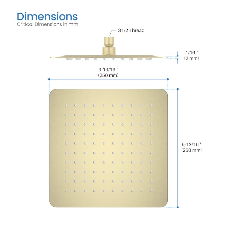Cube 10" Metal Ultra Thin Profile Rain Shower Head 1.75 GPM
