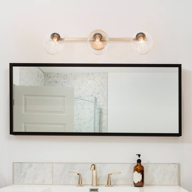 Modern Gold 3-Light Glass Bathroom Vanity Light Adjustable Glass Shade ...