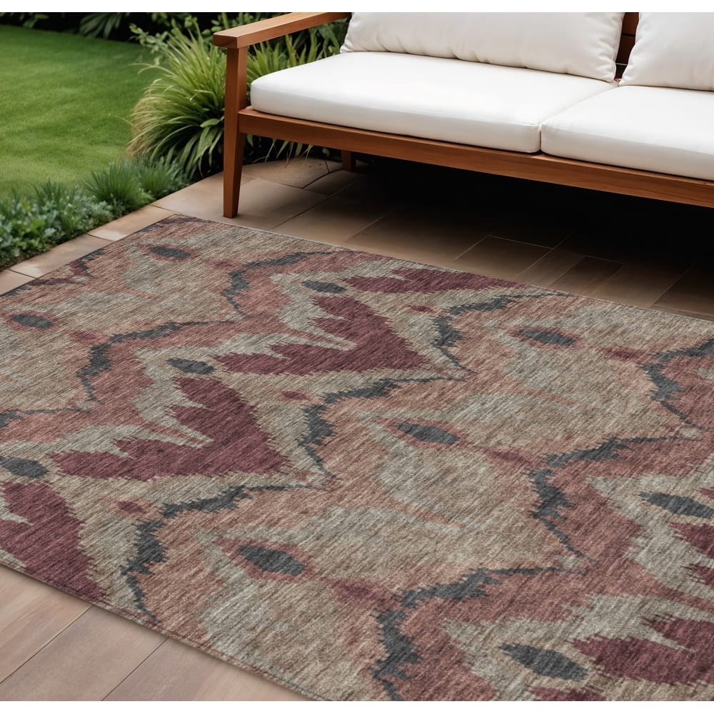 HomeRoots Ikat Transitional Rectangle Outdoor Rug