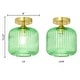 preview thumbnail 10 of 8, River of Goods Ignace Brushed Gold Metal 10-Inch Ceiling Light with Green Glass Globe Shade - 8" x 8" x 10.25"