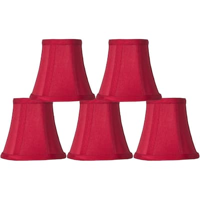 Red Silk Bell Chandelier Lamp Shade, 3-inch by 5-inch by 4.5-inch, Clip-on