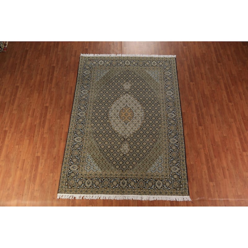 Black Geometric Tabriz Mahi Turkish Area Rug Machine Made Carpet - 6'9"x 9'6"