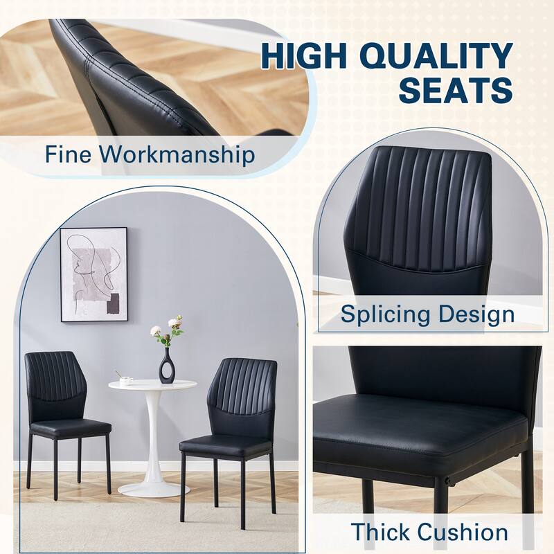 Set of 4 Vertical Stripe Design Dining Chair with Metal Leg Armless Chair Accent Chair Armless Chair for Dining Room