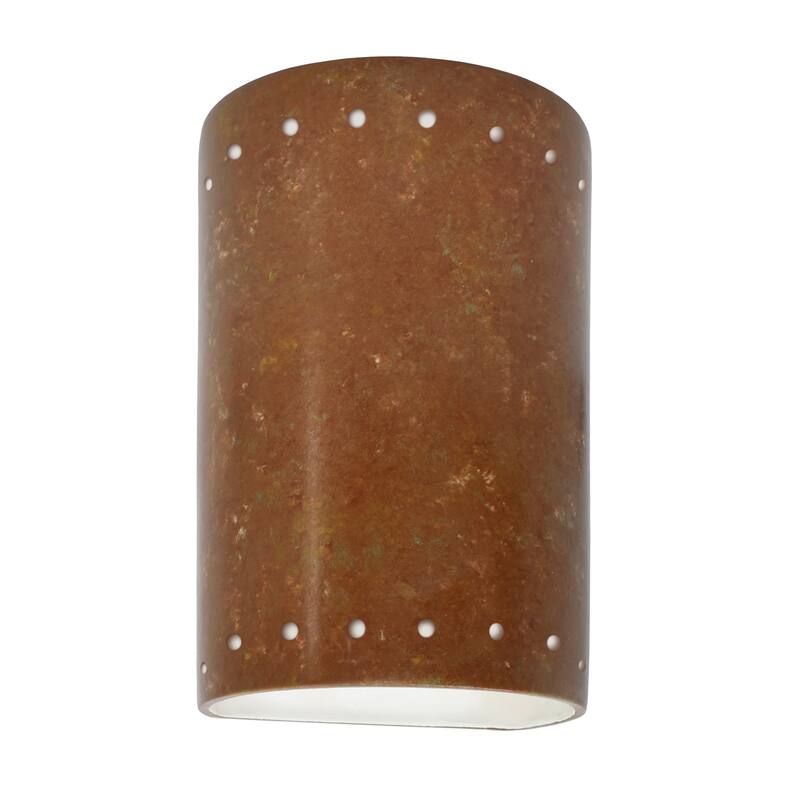 Justice Design Group Ambiance Small ADA Cylinder w/ Perfs Closed Top Wall Sconce - Bisque