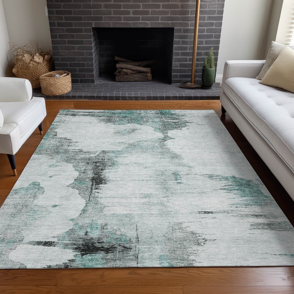 Machine Washable Indoor/ Outdoor Chantille Abstract Cloud Rug