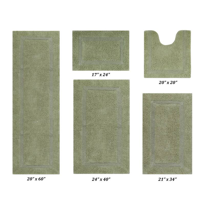 Better Trends Bath Rugs 100% Cotton Reversible Highly Water Absorbent Bathroom Rug for Shower, Sink, Bath Mats - Lux Collection