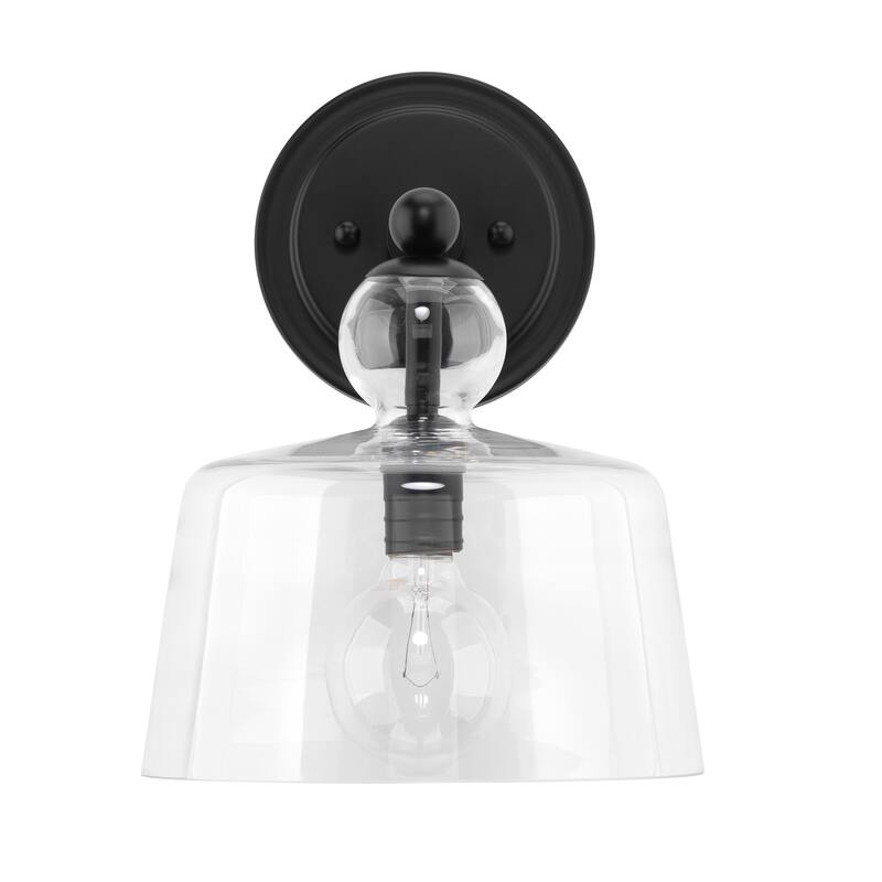 Alden Décor Demi Glass Wall Sconce, Black - Black