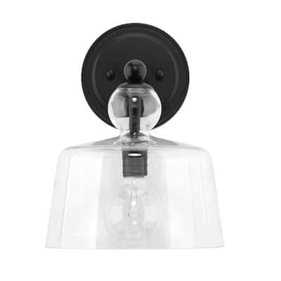 Alden Décor Demi Glass Wall Sconce, Black
