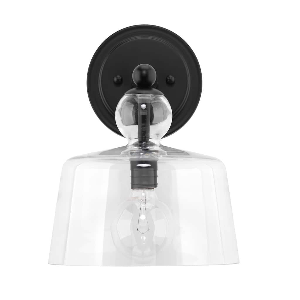 Alden Décor Demi Glass Wall Sconce, Black