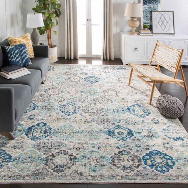 SAFAVIEH Madison Avery Boho Chic Distressed Area Rug - 8' x 10' - Ivory/Aqua