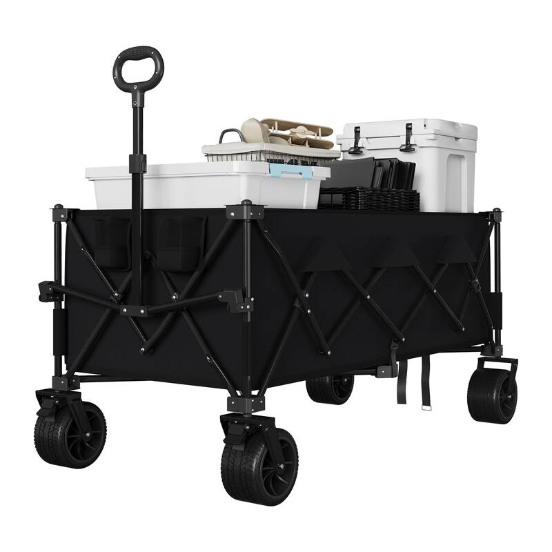 Foldable Heavy Duty Utility Wagon with All Terrain Wheels - Black