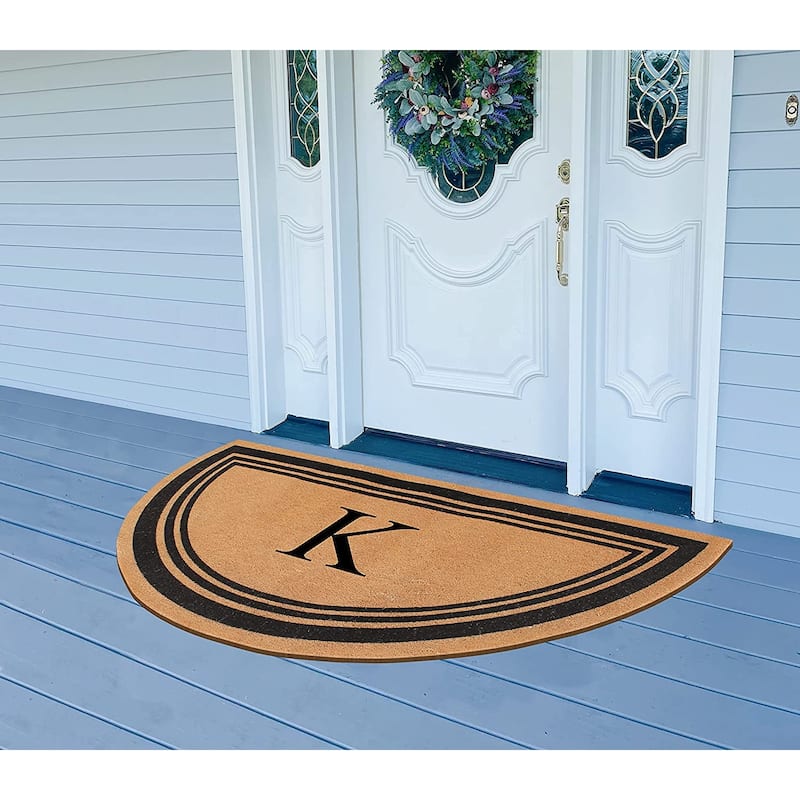 A1HC Natural Coir Flock Beige 30 in x 60 in Coir & PVC Durable Door Mat for Outdoor Entrance Monogrammed Doormat