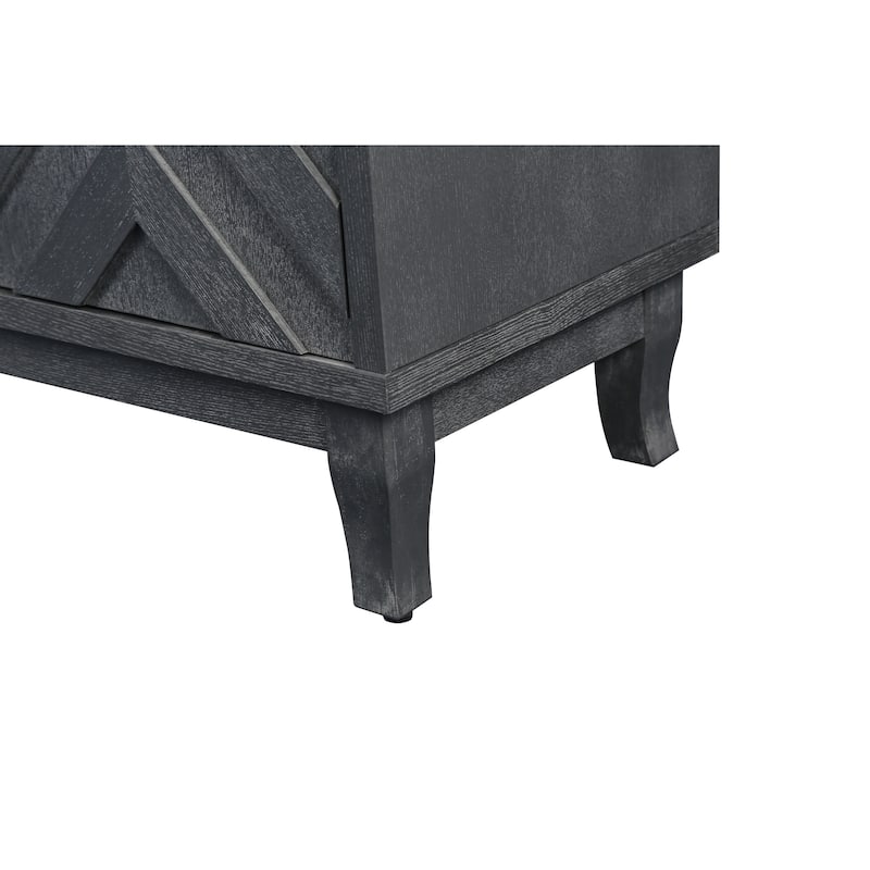 GDFStudio - Heritage Stripe Vintage Wooden Buffet Storage Cabinet with 4 Doors