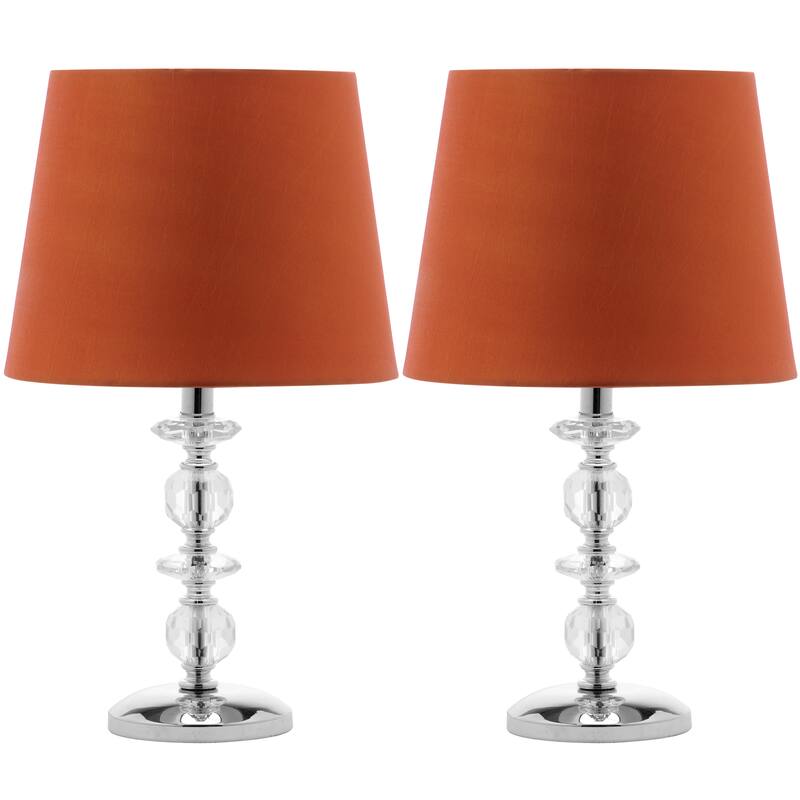 SAFAVIEH Lighting Meghan 15-inch Grey Shade Stacked Crystal Orb Table Lamp (Set of 2) - 9"x9"x15" - 9Wx9Dx15H