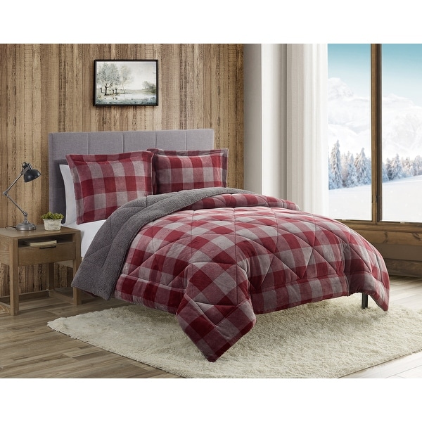 red and grey bedding