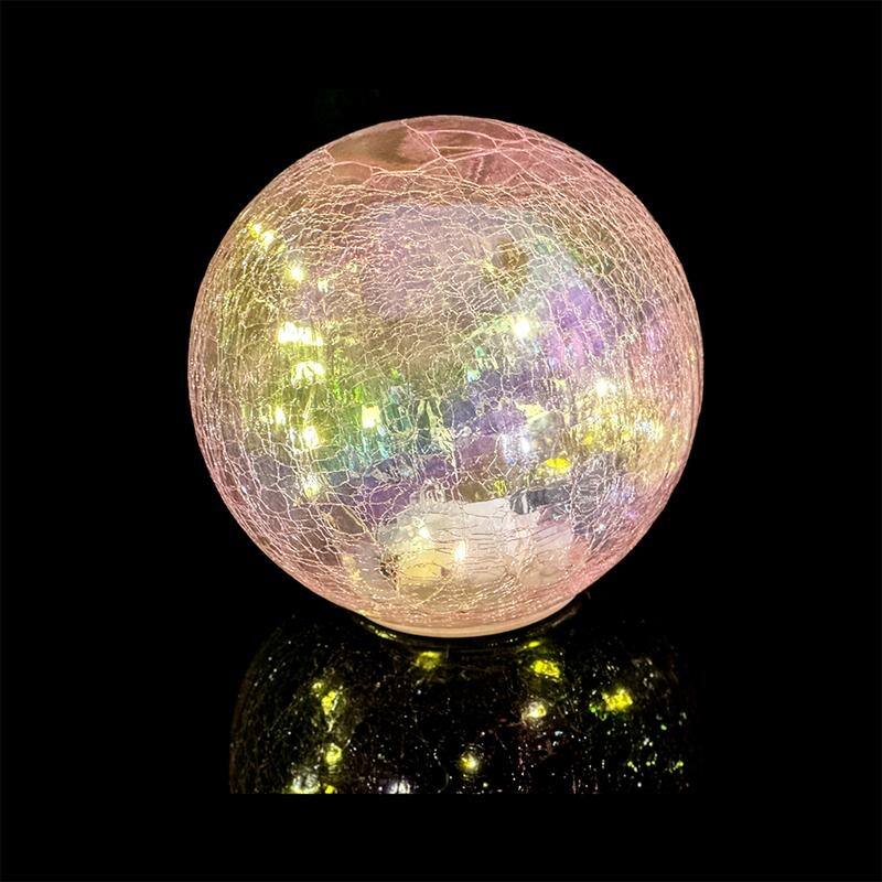 Crackle Glass LED Globe Light, Gold Mercury Orb Lamp for Christmas Decor, Table Centerpiece, Gift - GB1500B
