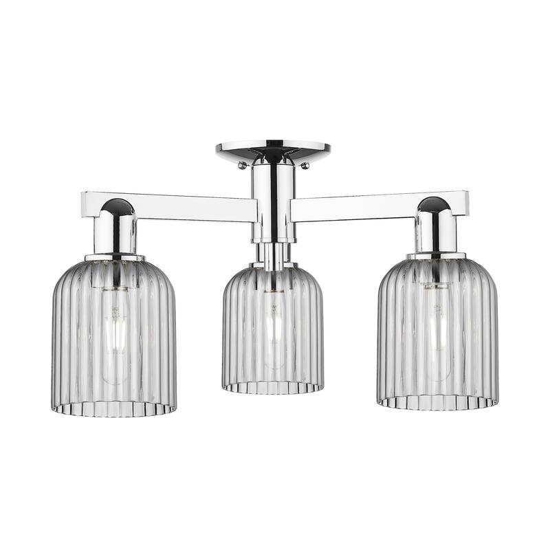 Innovations Lighting 716-3F-11-23 Bridal Veil Semi-Flush Bridal Veil 3 - Polished Chrome / Light Smoke