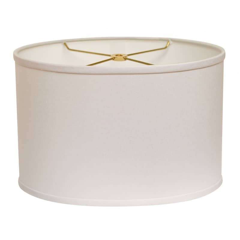 14" White Throwback Oval No Slub Lampshade - 9" L x 14" W x 9" H