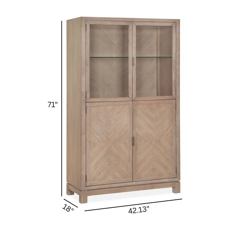 Magnussen Home Ainsley Cerused Khaki Display Cabinet - 42.13''W x 18''D x 71''H