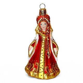 Collectible Hand-Painted Glass Ornament – Vasilisa in Red
