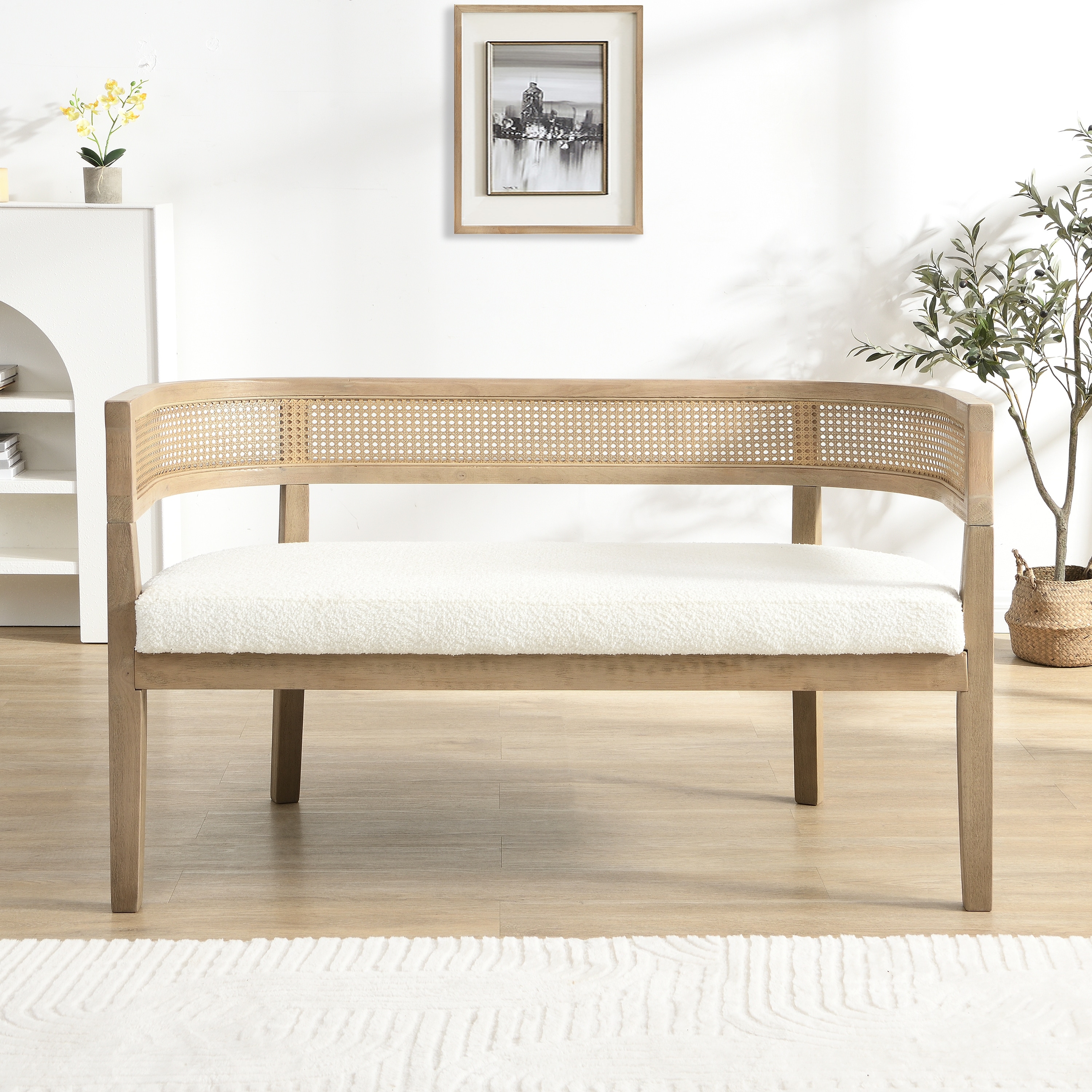 Christopher Knight Home - Modern Rattan Upholstered Loveseat with Hand-Woven Backrest