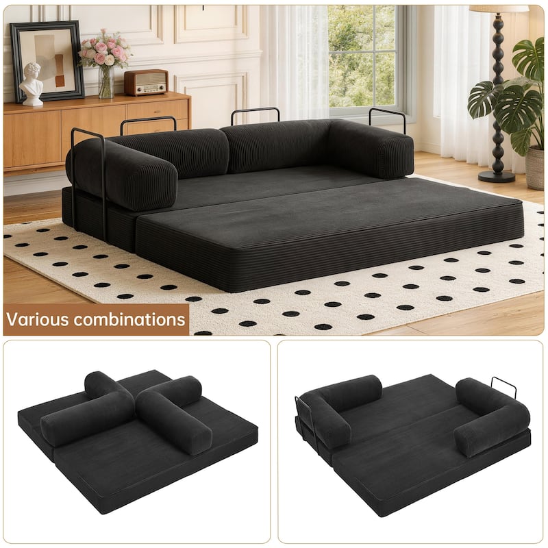 Oversized Corduroy Convertible Floor Sofa Bed Sleeper Couch