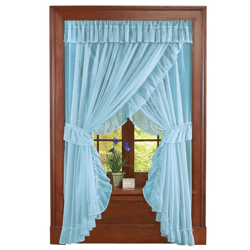 Isabella Ruffled Sheer Fabric Curtain Set - 10.630 x 8.500 x 2.500