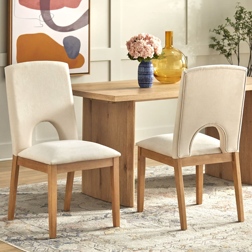 Lifestorey Blakely Solid Wood Upholstered Dining Chair (Set of 2)