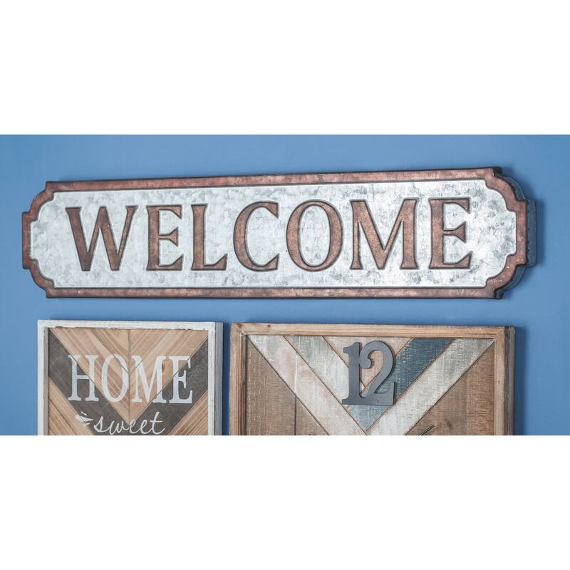 Brown Metal Welcome Sign Home Wall Decor