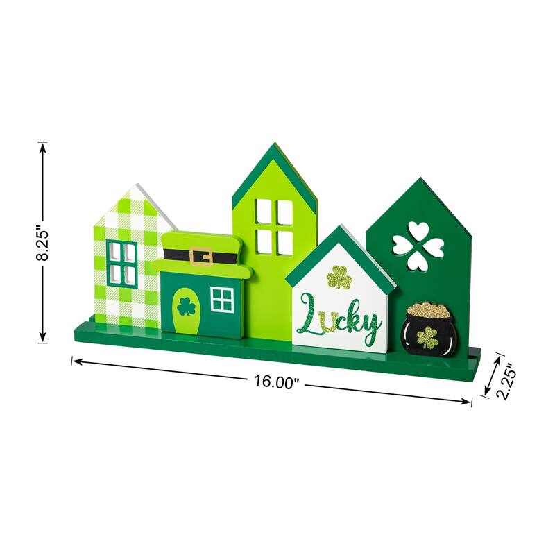 Glitzhome 16"L St. Patrick's Wooden Shamrocks Table decor