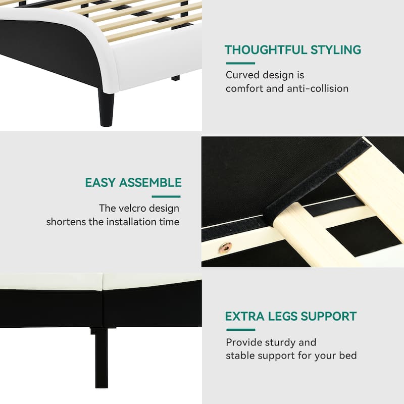 Moasis Queen Adjustable Faux Leather Upholstered Headboard Bed Frame