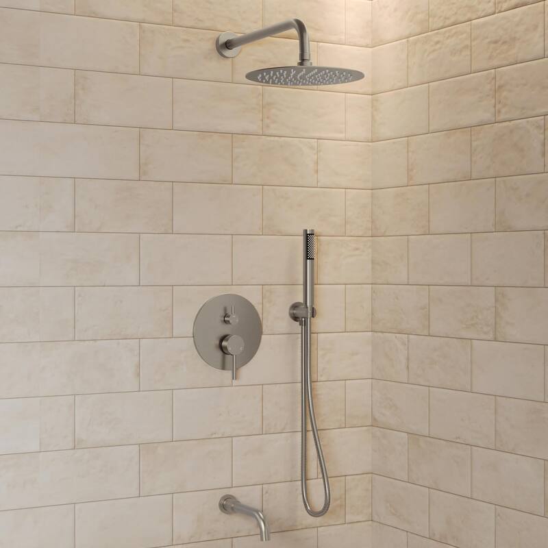 Pressure Balance 3-Functions Shower Head System, 10" Shower Faucet Set with Tub Faucet Spout