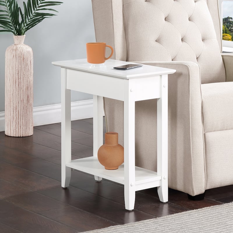 Flip Top End Table with Concealed Storage Compartment, Straight Legs and Sleek Narrow Design for Any Living Room - 23
