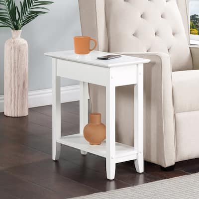 Flip Top End Table with Concealed Storage Compartment, Straight Legs and Sleek Narrow Design for Any Living Room - 23