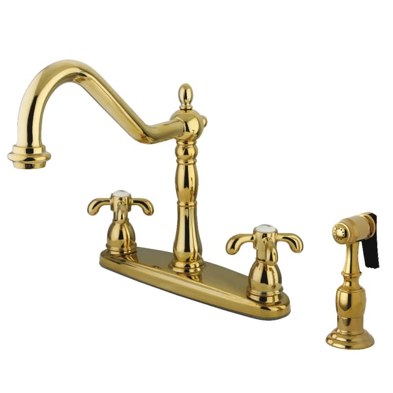 Kingston Brass French Country Brass Kitchen Faucet - Includes Side - Polished Brass
